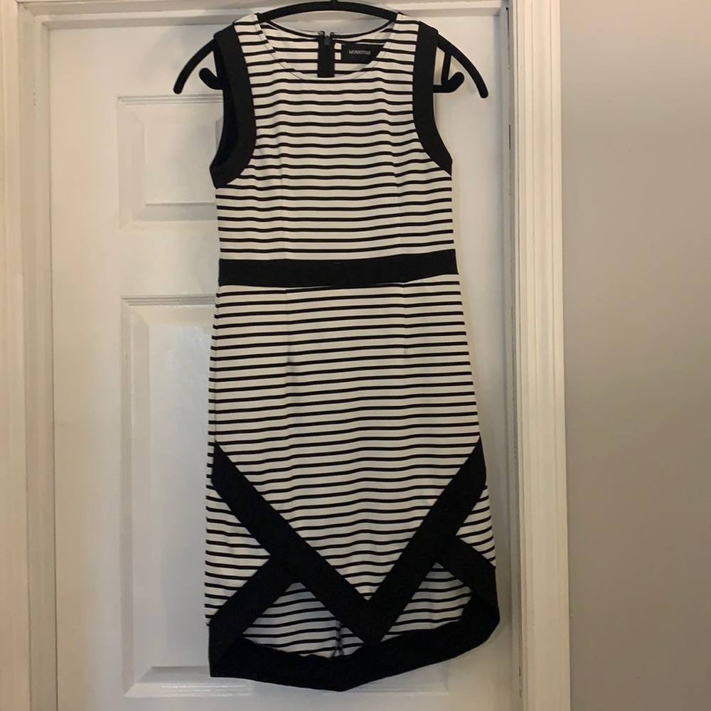 Black and white striped cocktail dress